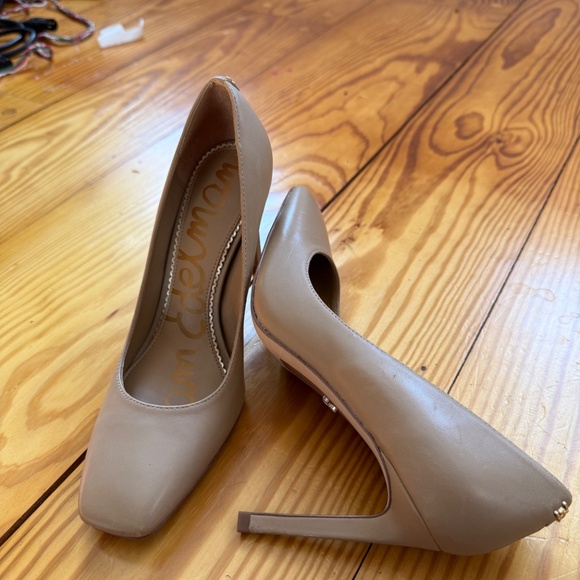 Sam Edelman Beth Square Toe Taupe Leather Pumps - Picture 4 of 4